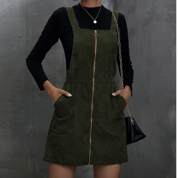 Zip Up Corduroy Overall Dress - Picture 1 of 6